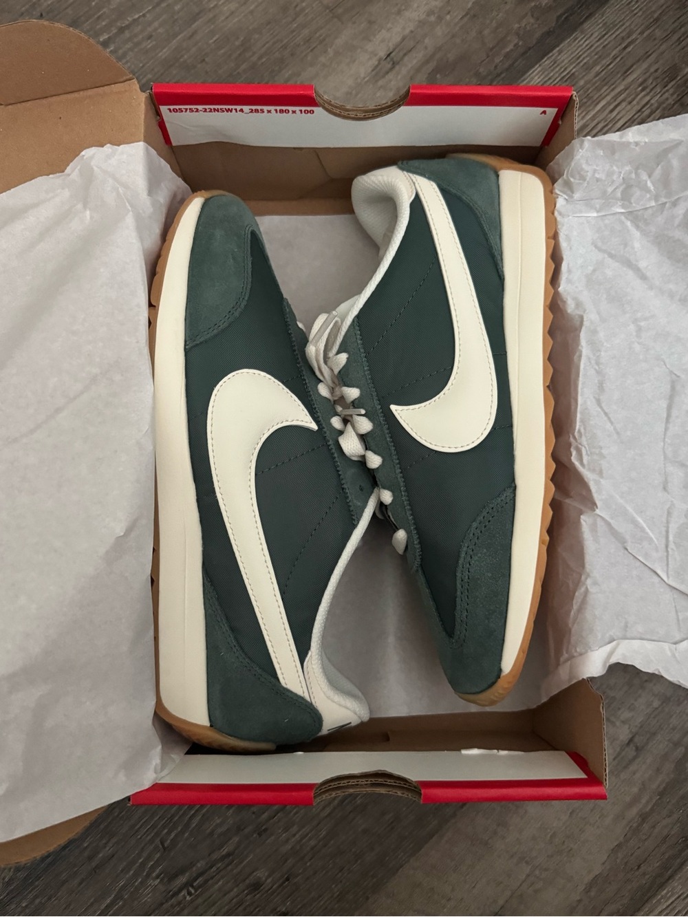 Nike Pacific Women’s Dark Green and Cream Retro Runner Sneakers